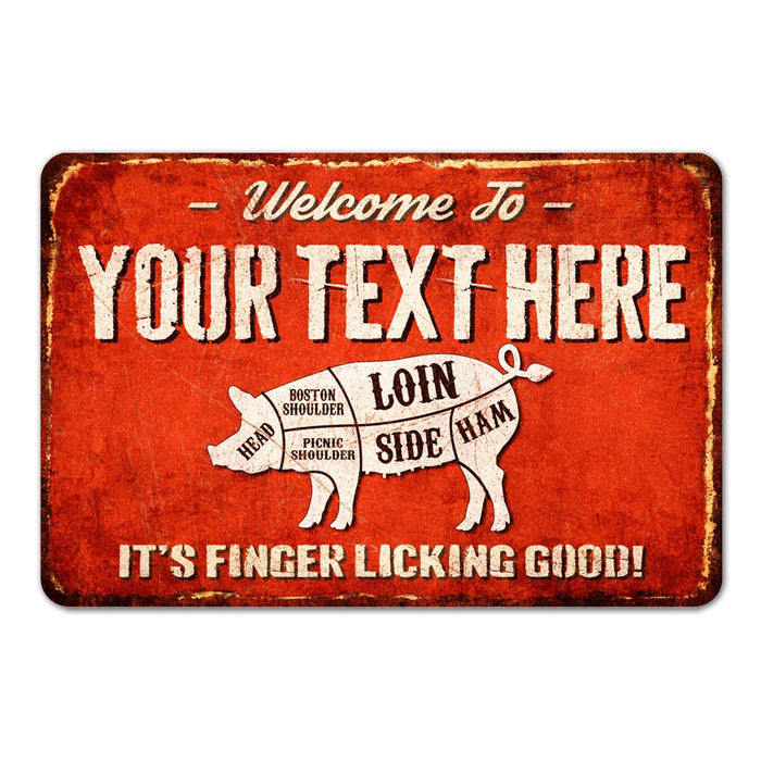 Personalized Name Smokehouse BBQ Custom Metal Sign Wall Decor Gift Pub Mancave Barbeque Patio Decor Beer 108120076001
