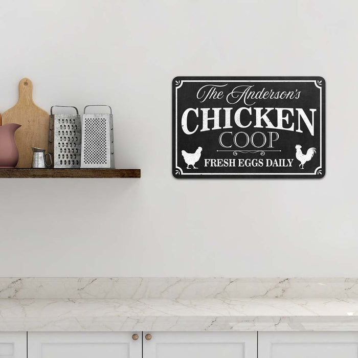 Personalized Chicken Coop Fresh Eggs Daily Farmhouse Metal Sign 108120084001