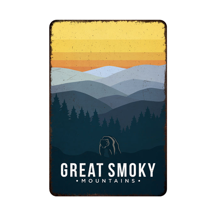 Great Smoky Mountains National Park Sign Rustic Looking Wall Decor Camping Decorative Signs Carolina Tennessee