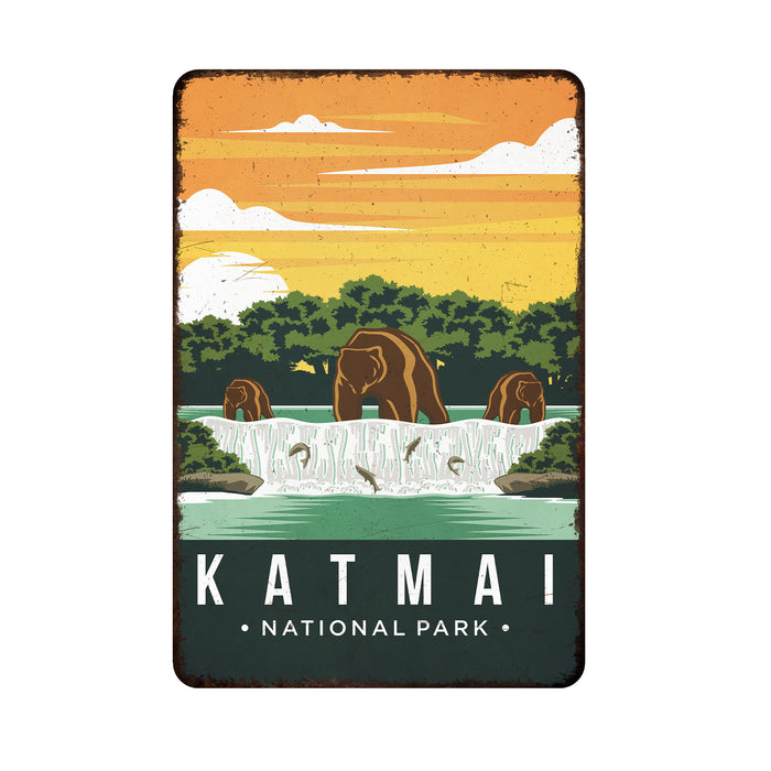 Katmai National Park Sign Rustic Looking Wall Decor Cabin Decorative Signs Alaska