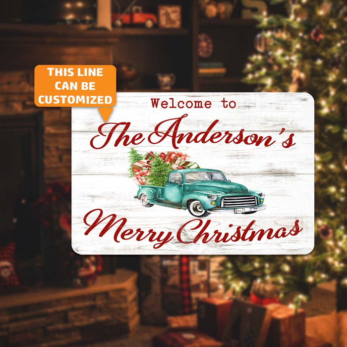 Personalized Welcome to... Merry Christmas Holiday Gift Decor Metal Sign 108120094001