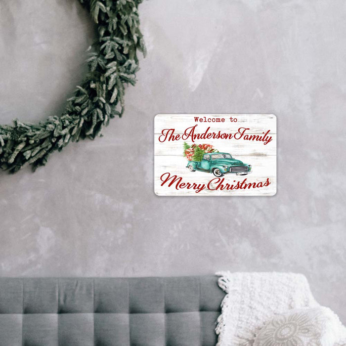 Personalized Welcome to... Merry Christmas Holiday Gift Decor Metal Sign 108120094001