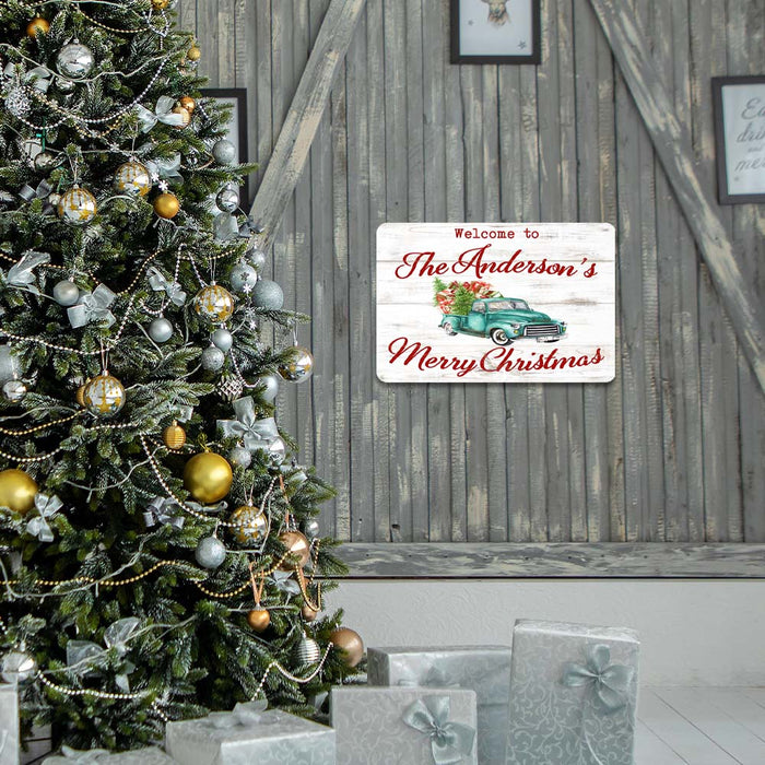 Personalized Welcome to... Merry Christmas Holiday Gift Decor Metal Sign 108120094001