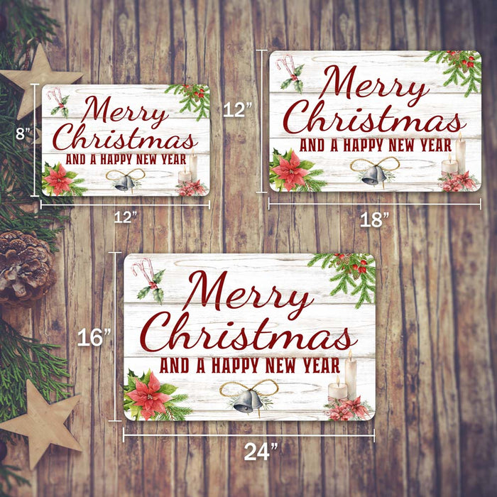 Merry Christmas And A Happy New Year Holiday Theme Christmas Winter Metal Sign 108120097004