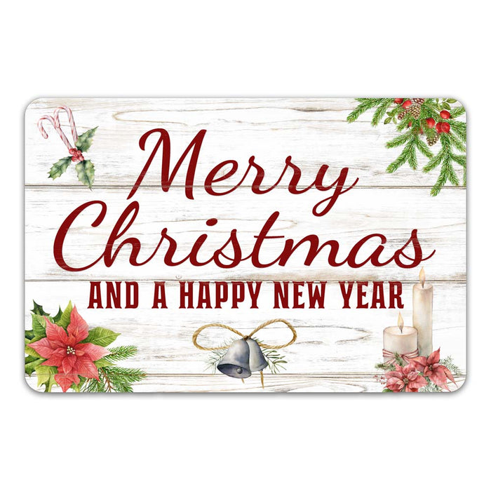 Merry Christmas And A Happy New Year Holiday Theme Christmas Winter Metal Sign 108120097004