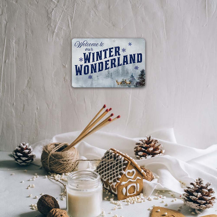 Welcome To Our Winter Wonderland Vintage Holiday Theme Christmas Winter Metal Sign 108120097007