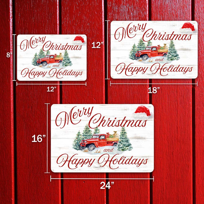 Merry Christmas And Happy Holidays Vintage Holiday Theme Christmas Winter Metal Sign 108120097011