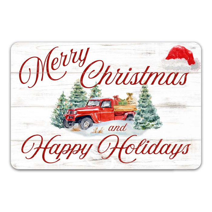 Merry Christmas And Happy Holidays Vintage Holiday Theme Christmas Winter Metal Sign 108120097011