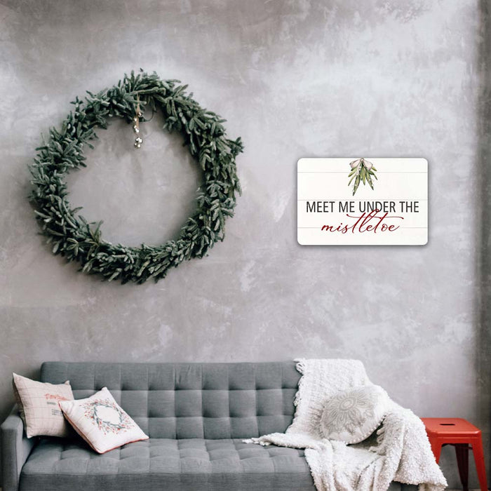 Meet Me Under The Mistletoe Vintage Holiday Theme Christmas Winter Metal Sign 108120097013