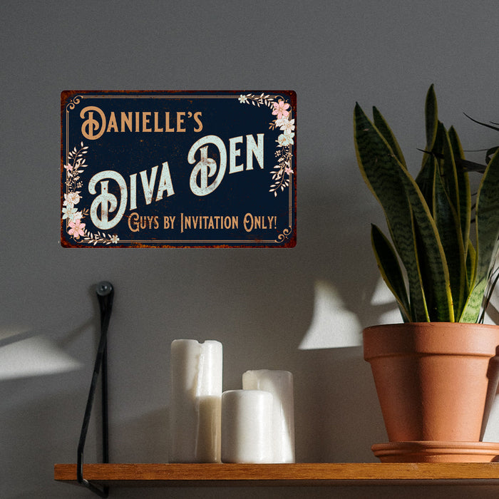 Diva Den Personalized Victorian Metal Sign
