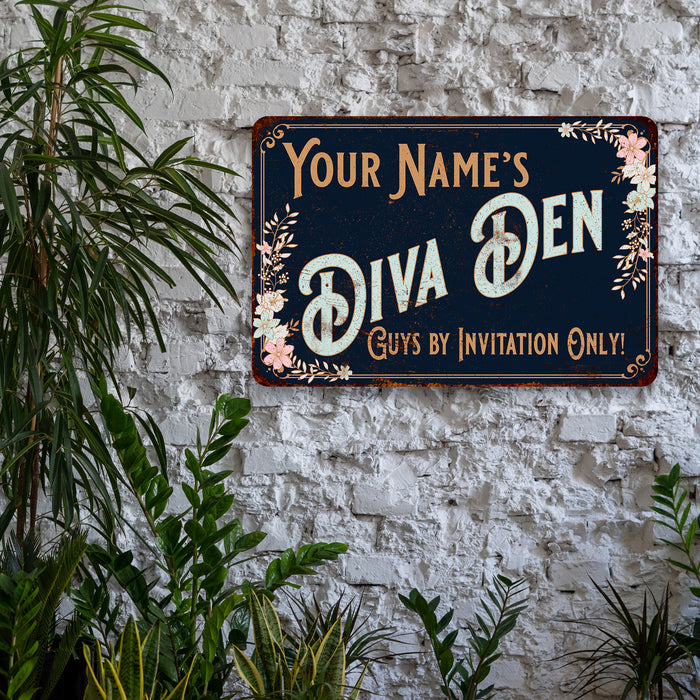 Diva Den Personalized Victorian Metal Sign