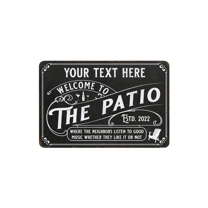 Personalized Welcome to The Patio Sign Backyard BBQ Beer Music Metal Home Decor Gift 108120112001