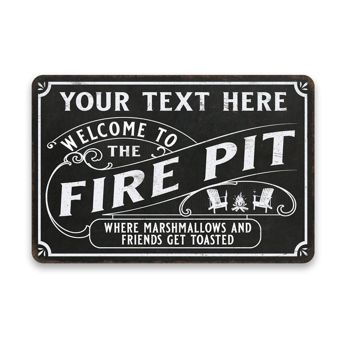 Personalized Welcome To The Fire Pit Sign Backyard Patio Metal Home Decor Gift 108120116001