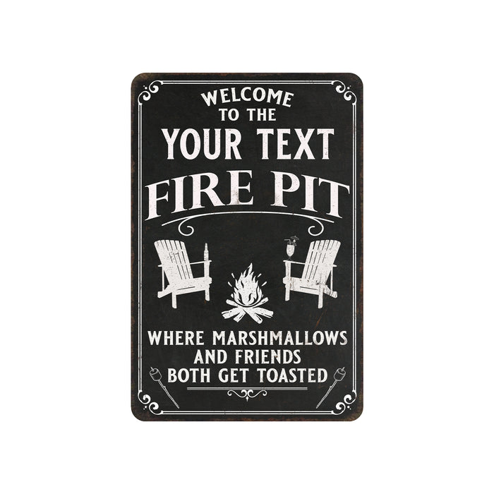 Personalized Welcome to The Fire Pit Sign Backyard Patio Barbeque Brazier Metal Home Decor Gift 108120117001