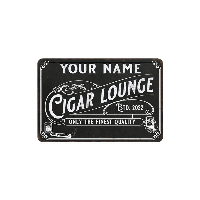 Personalized Cigar Lounge Sign Man Cave Bar Stogie Metal Home Store Shop Decor Gift 108120121001
