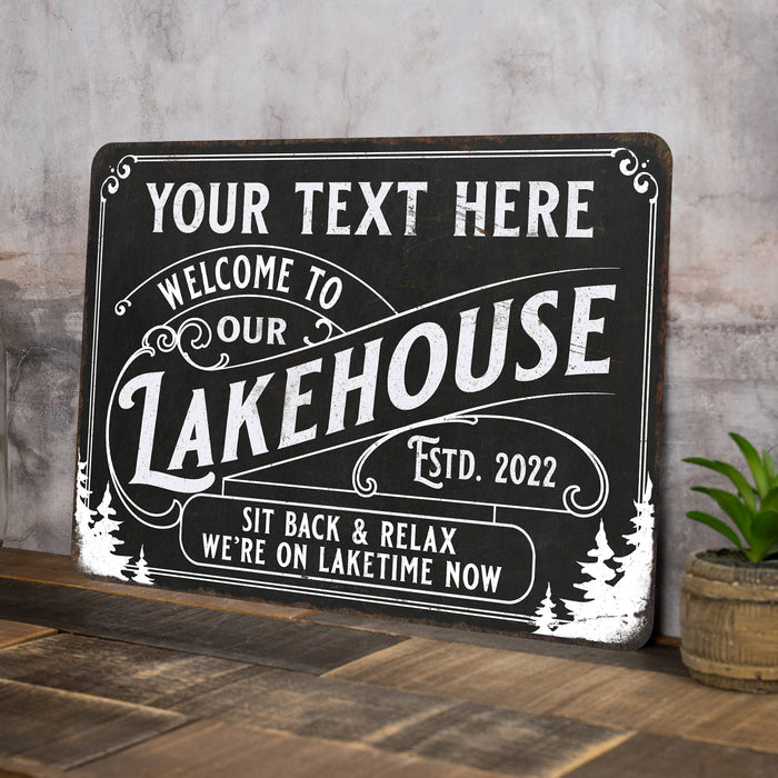 Personalized Lakehouse Sign Lake House Summer Vacation Home Decor Gift 108120124001