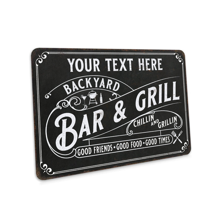 Personalized Backyard Bar and Grill Sign Patio Metal Home Decor Gift Chillin 108120114001