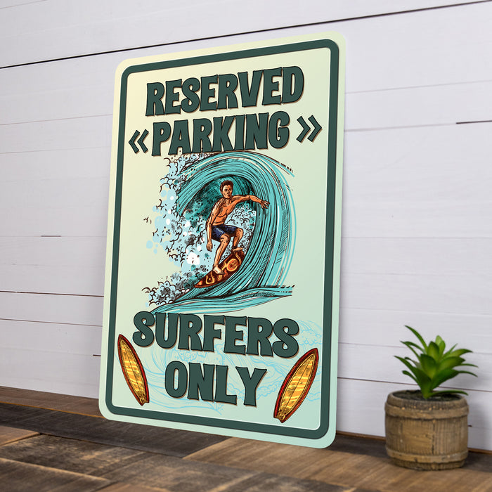 Surfer Parking Only Sign Beach Ocean Decor Metal Parking Sign 108122001010