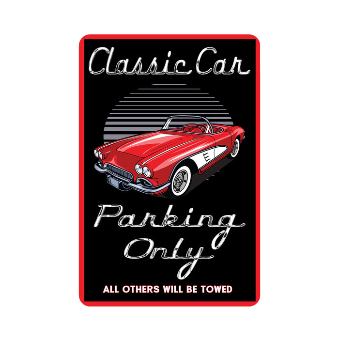 Classic Car Parking Only Sign Garage Decor Metal Parking Sign
