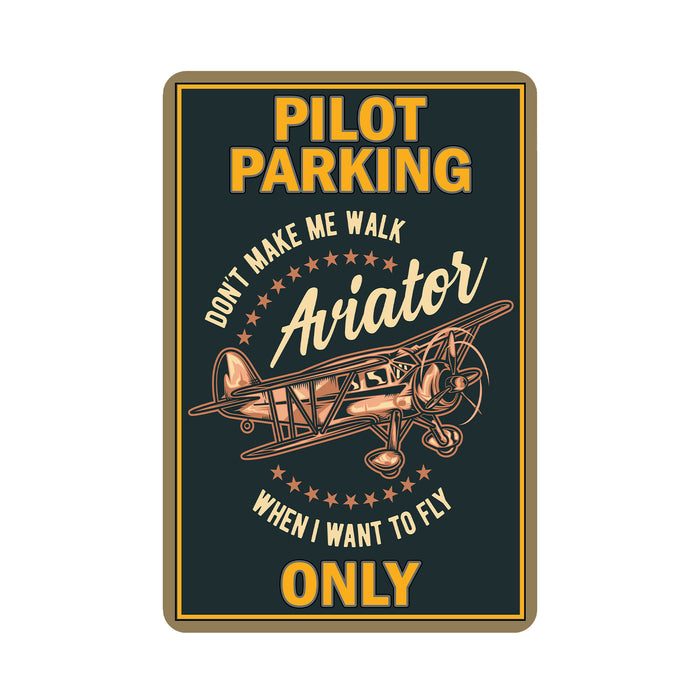 Pilot Parking Only Sign Airplane Helicopter Metal Parking Decor 108122001023