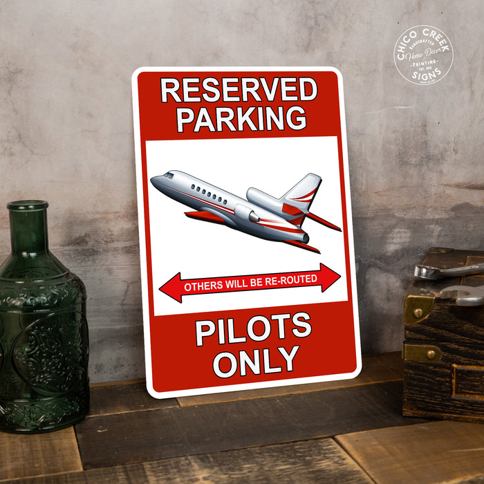Pilots Only Parking Sign Airplane Helicopter Metal Parking Decor 108122001024