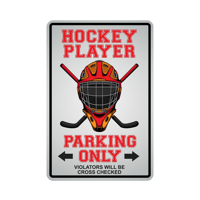 Hockey Player Parking Only Sign Ice Goalie Decor Metal Parking