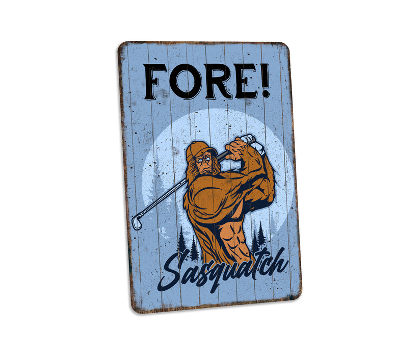 Fore! Funny Sasquatch Bigfoot Golf Sign