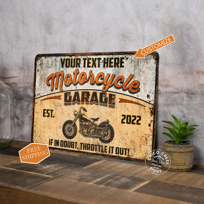 Personalized Motorcycle Garage Sign Bike Shop Den Wall Decor Mechanic Auto 108122002003