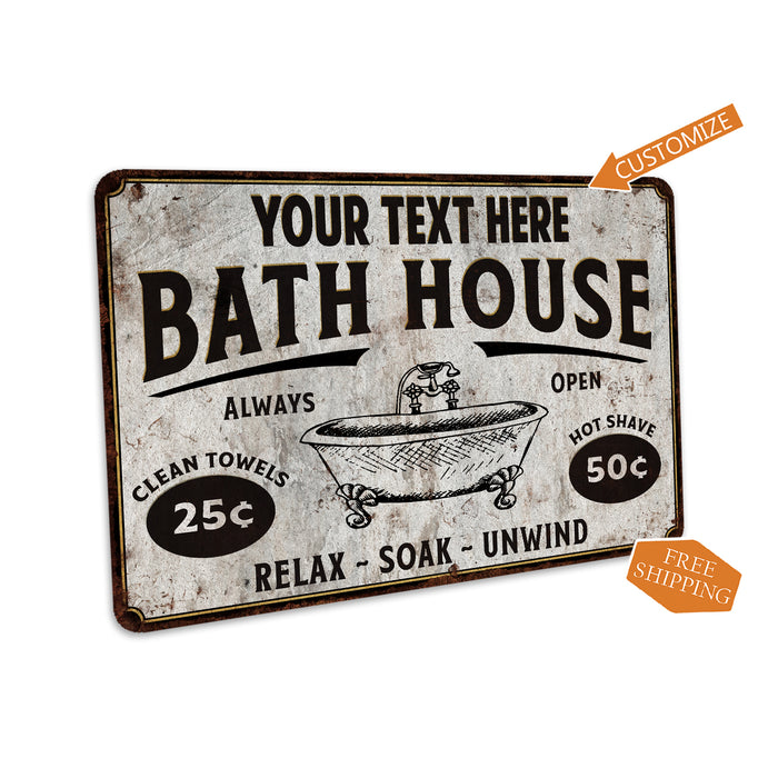Personalized Bath House Sign Bathroom Wall Decor Wash Shower Hot Towel 108122002005