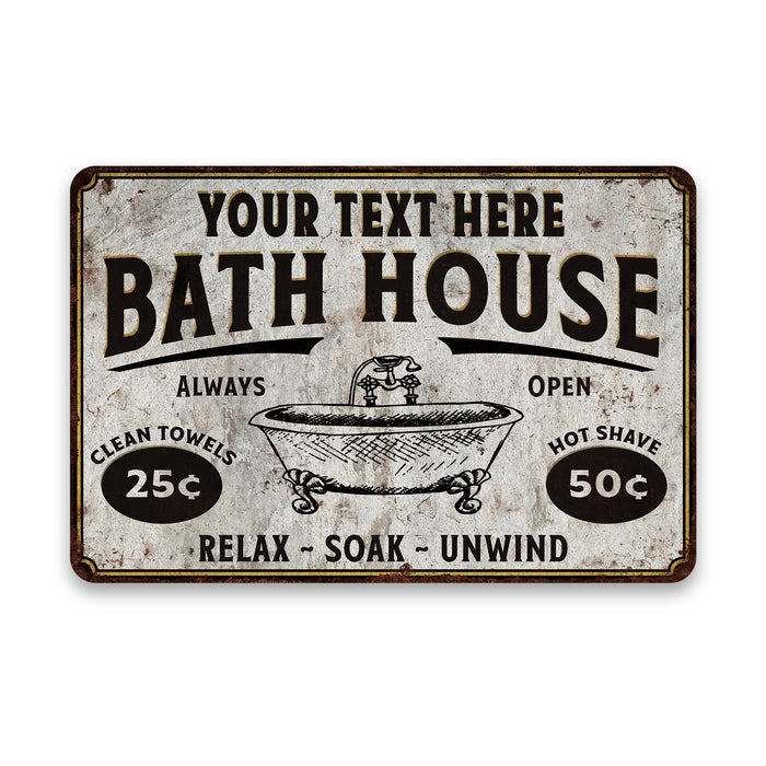 Personalized Bath House Sign Bathroom Wall Decor Wash Shower Hot Towel 108122002005