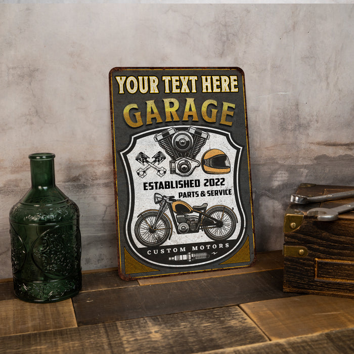 Personalized Motorcycle Garage Sign Bike Shop Den Wall Decor Mechanic Car Truck 108122002009