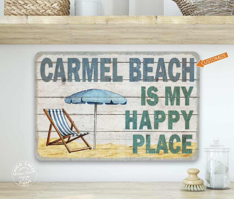 Personalized Beach Name Is My Happy Place Sign 108122002019