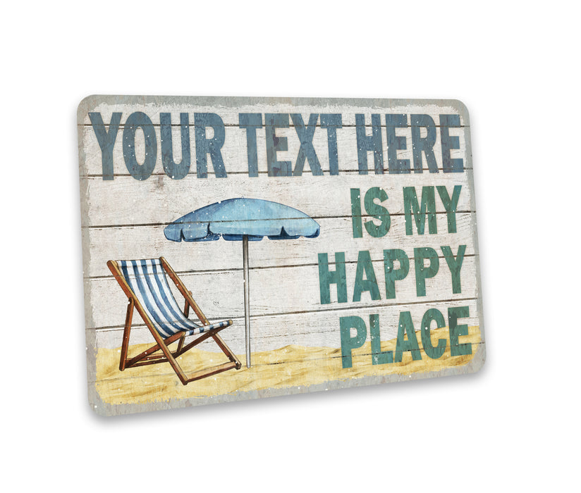 Personalized Beach Name Is My Happy Place Sign 108122002019