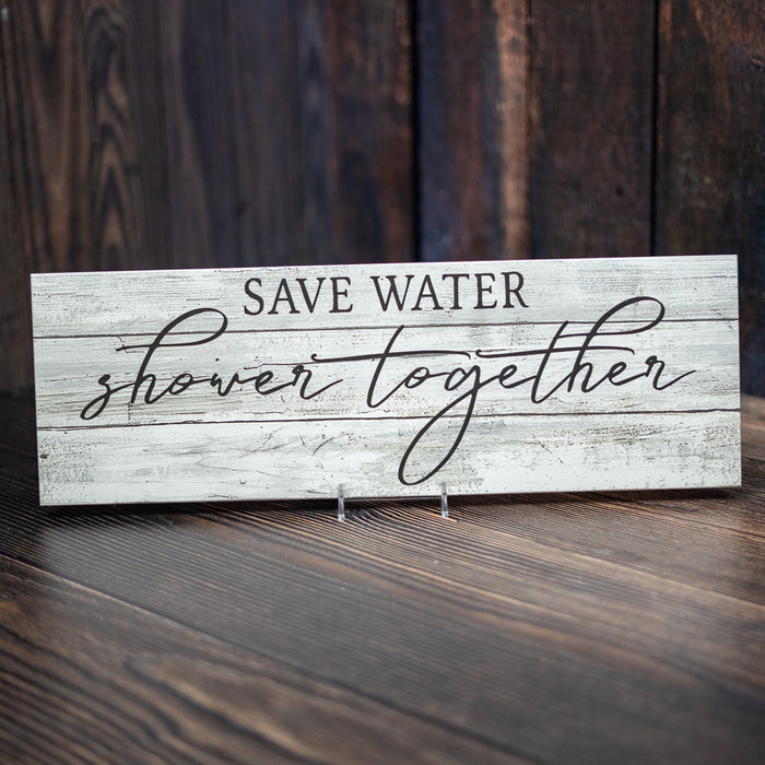 Save Water, Shower Together Farmhouse Bathroom Funny Home Decor Wood Sign Gift