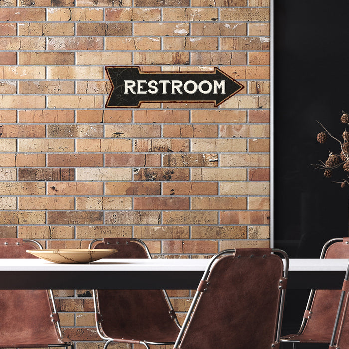 Restroom Black Rt Arrow Vintage Looking Metal Sign 5x17 205170003003