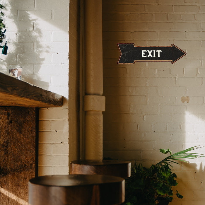 Exit Black Rt Arrow Vintage Looking Metal Sign