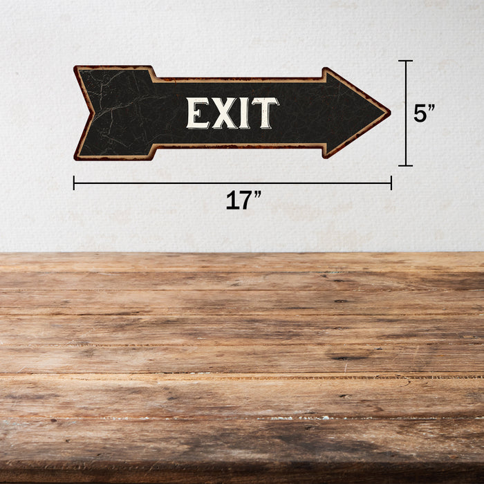 Exit Black Rt Arrow Vintage Looking Metal Sign