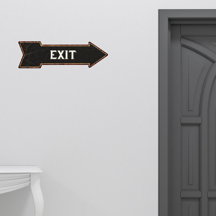 Exit Black Rt Arrow Vintage Looking Metal Sign