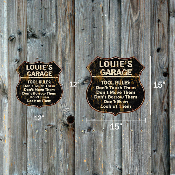 Personalized Garage Tool Rules Man Cave Mechanic Your Name Metal Sign 211110003001