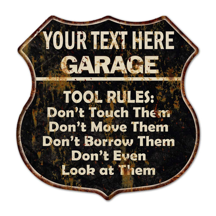 Personalized Garage Tool Rules Man Cave Mechanic Your Name Metal Sign 211110003001