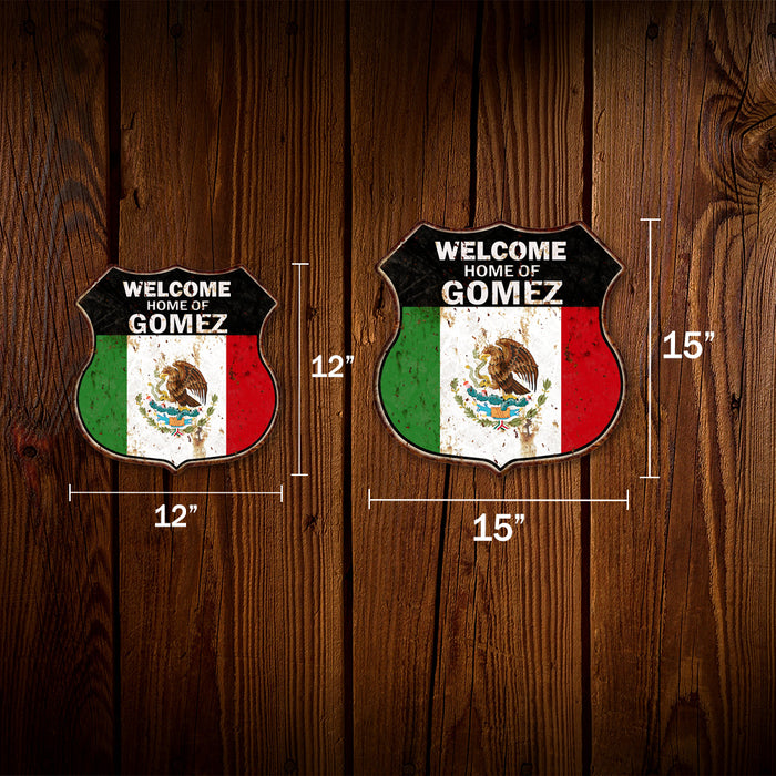 Personalized Welcome Home Of Mexican Flag Shield Metal Sign Mexico 211110010001