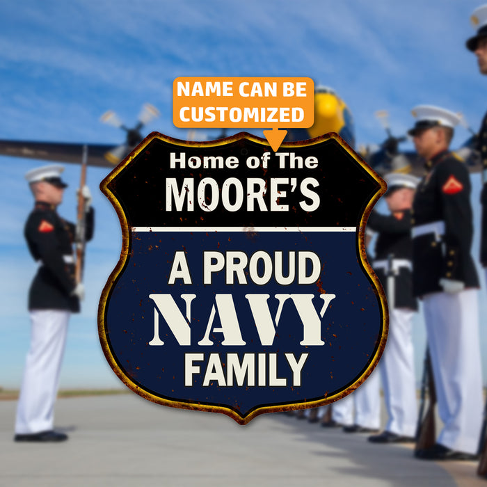 Personalized Proud Navy Family Shield Metal 12x12 Gift 211110017001