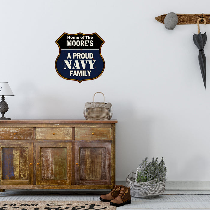 Personalized Proud Navy Family Shield Metal 12x12 Gift 211110017001