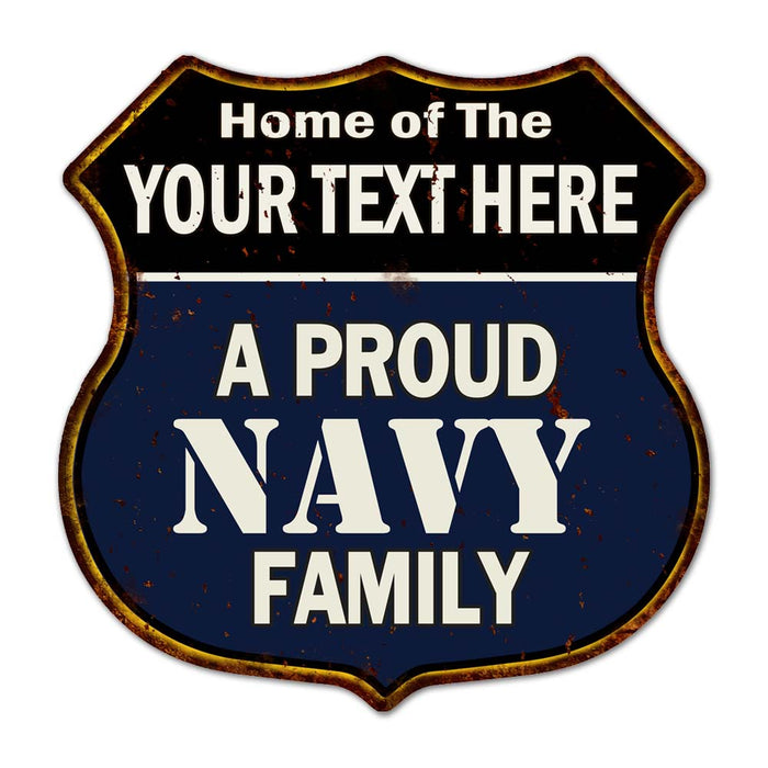 Personalized Proud Navy Family Shield Metal 12x12 Gift 211110017001