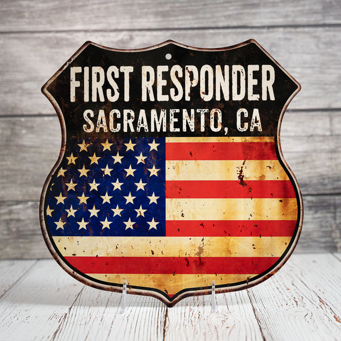 Signs Your City, ST First Responder USA 12x12 Metal Sign Fire Police 211110022001