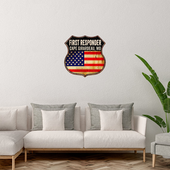 Signs Your City, ST First Responder USA 12x12 Metal Sign Fire Police 211110022001