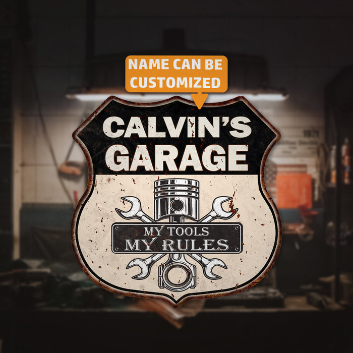 Personalized Garage My Tools My Rules Metal Sign 211110024001