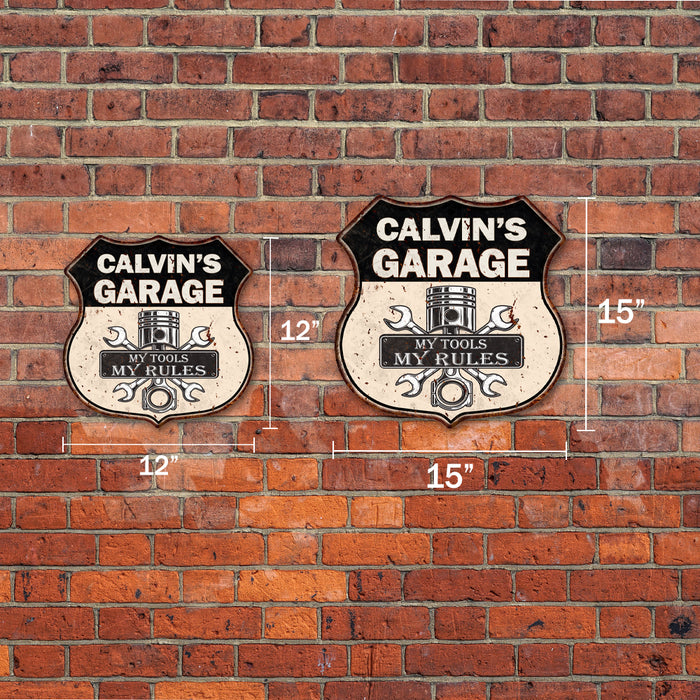 Personalized Garage My Tools My Rules Metal Sign 211110024001