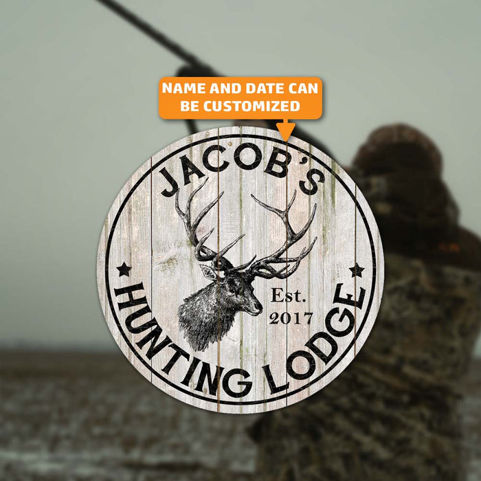 Your Name Personalized Hunting Lodge Rustic Style White Wood Sign Wall Décor Man Cave Gift B3-00140004001