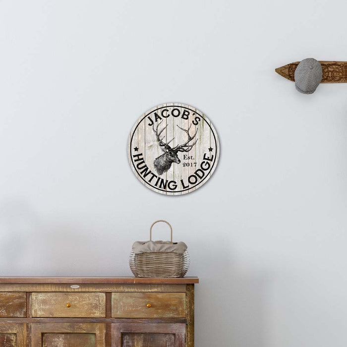 Your Name Personalized Hunting Lodge Rustic Style White Wood Sign Wall Décor Man Cave Gift B3-00140004001